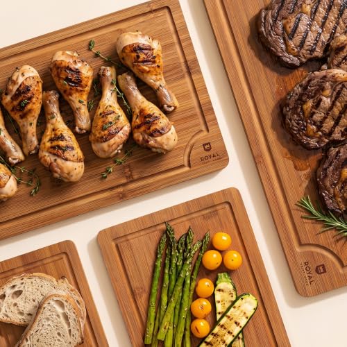 Wooden Cutting Boards for Kitchen Meal Prep & Serving (4 Count)