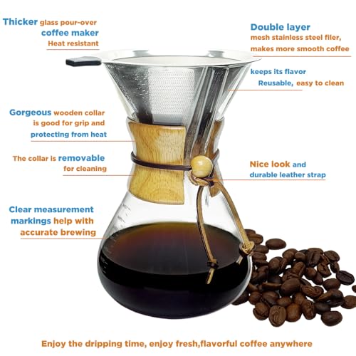 subjectthree Drip Coffee 6 Cup Glass Pour Over Coffee Maker Kit