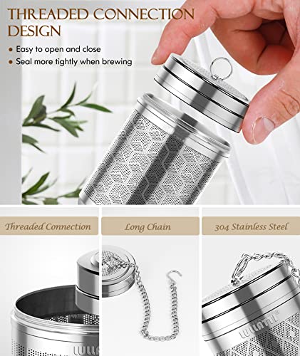 2+1）Pack 304 Steel Fine Mesh Tea Infusers for Loose Leaf Tea