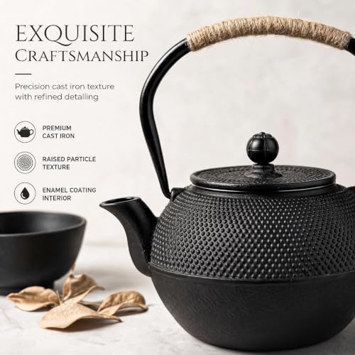 40oz Cast Iron Tea Kettle for Stovetop