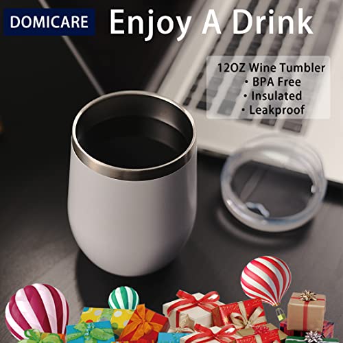 Stainless Steel Wine Tumbler Bulk with Lid (8 Count)