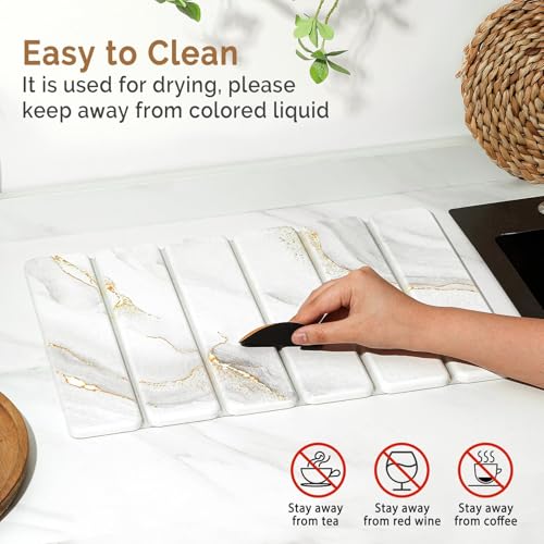 Small Stone Dish Drying Mat for Kitchen Counter (2 Count)