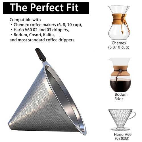 Pour Over Coffee Filter Compatible with Chemex 6