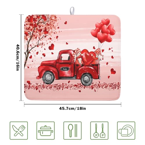 Valentine's Love Truck Dish Drying Mat