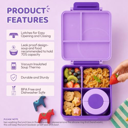 Bento Lunch Box for Kids with 8oz Soup Thermo&Lunch Bag (47 Count)