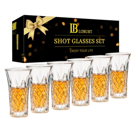 6 Pack Shot Glass Bulk Set with Heavy Base 2 OZ Small Shot Cups for Vodka