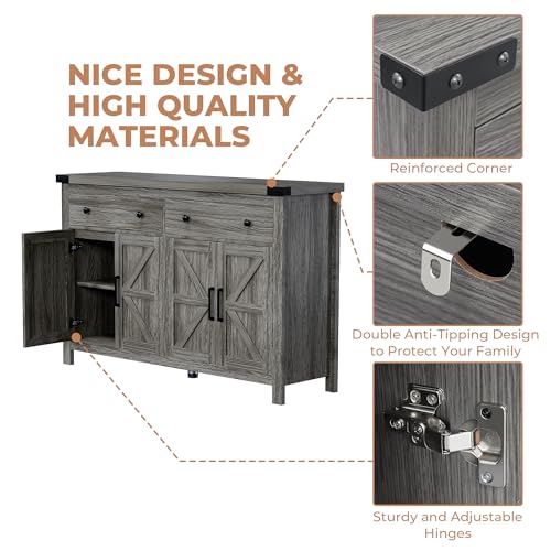 55" Sideboard Buffet Cabinet with Storage