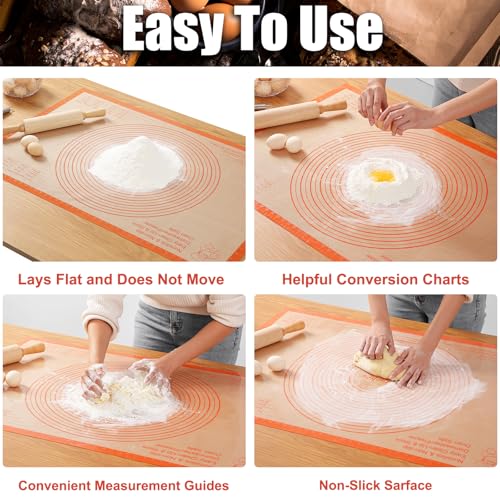 Silicone Pastry Mat 36x24 Inch Nonstick Baking Mats Extra Large Counter Mat for Dough Rolling