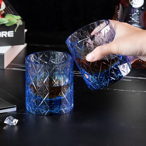 Crystal Whiskey Glasses Set of 2 Hand Blown Old Fashioned Glasses