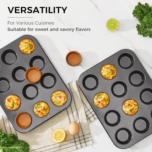Muffin Pans with 120 Natural Parchment Liners (2 Count)