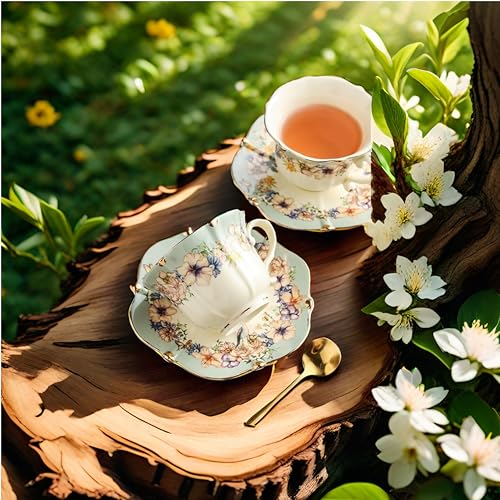 Country Roses Bone China Tea Cup and Saucer Set (3 Count)