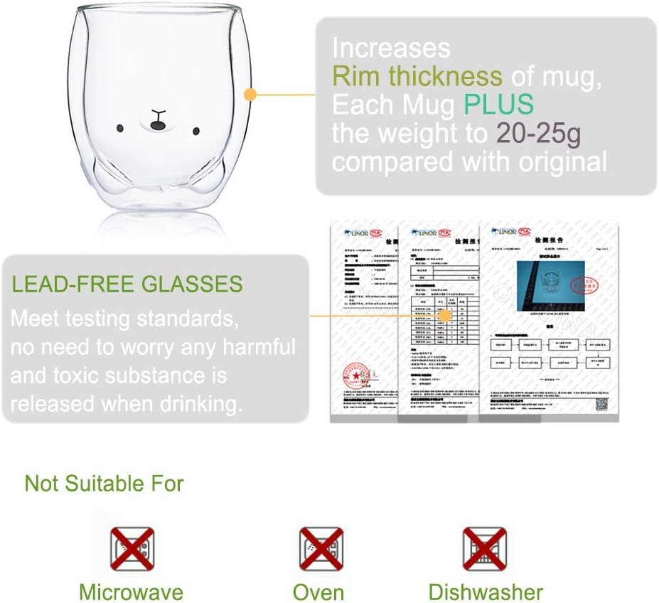 Panda Mug Cute Mugs Glass Double Wall Insulated Glass Espresso Cup