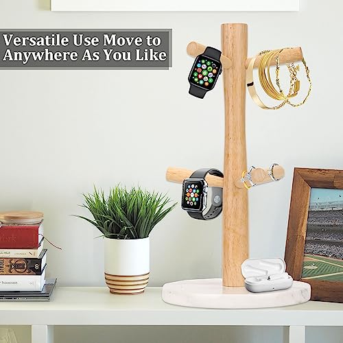 Mug Holder Marble Base with 6 Hooks Coffee Cup Rack Organizer for Countertop