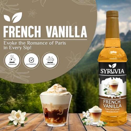 Coffee Syrup French Vanilla Flavored Syrup for Drinks (25.4 Fl Oz)