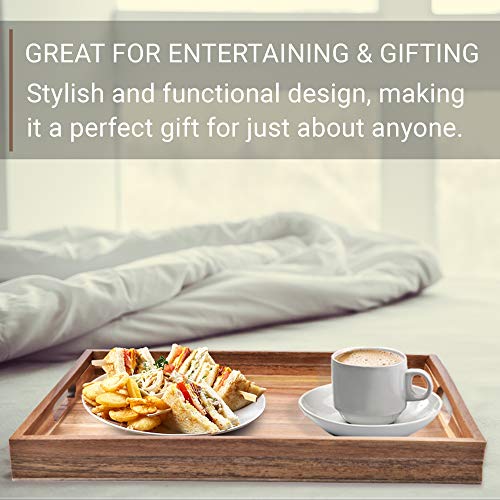 Acacia Wood Serving Tray with Handles