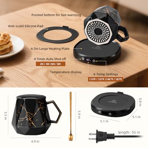 Coffee Mug Warmer Set Electric Heated Beverage Tea Cup Warmer for Desk