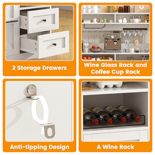 Hutch Storage Buffet Cabinet with Drawers