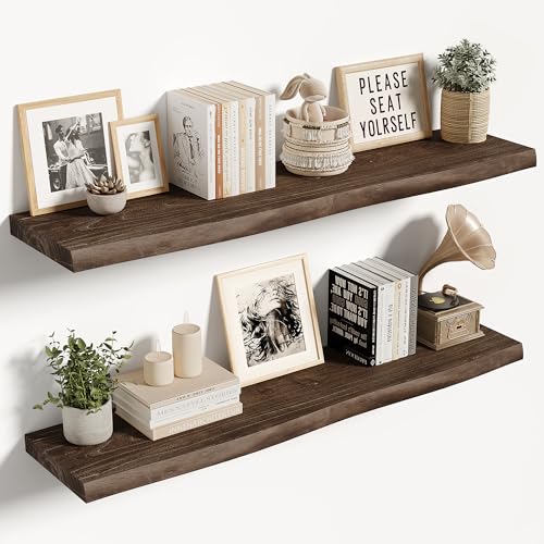 Wood Floating Shelves Live Edge 36” Set of 2 (2 Count)