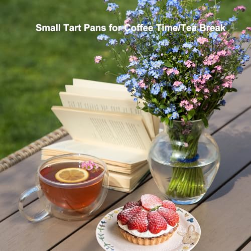 11 & 9 Inch Round Tart Pans with 2Pcs 4'' Mini Pans. Removable Bottom