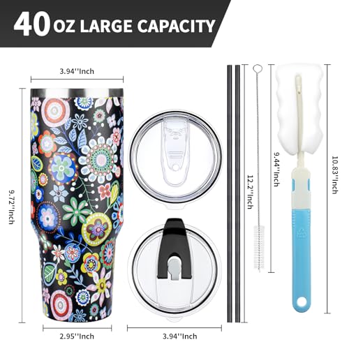 40 oz Tumbler with Lids and Straws