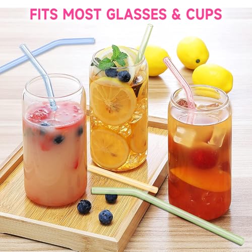 10 Pcs Reusable Glass Straws Shatter Resistant
