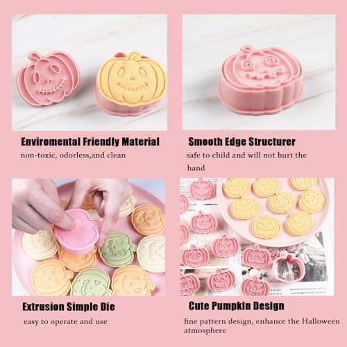 10 Pcs Halloween Cookie Cutters Set with Plunger Stamps