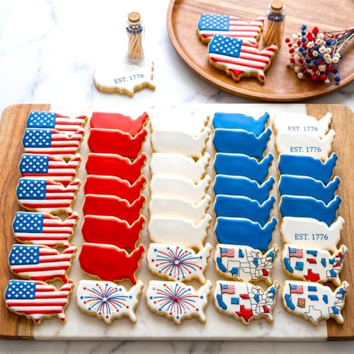 4th of July Cookie Cutters 8Pcs Large Size for Celebration (8 Count)