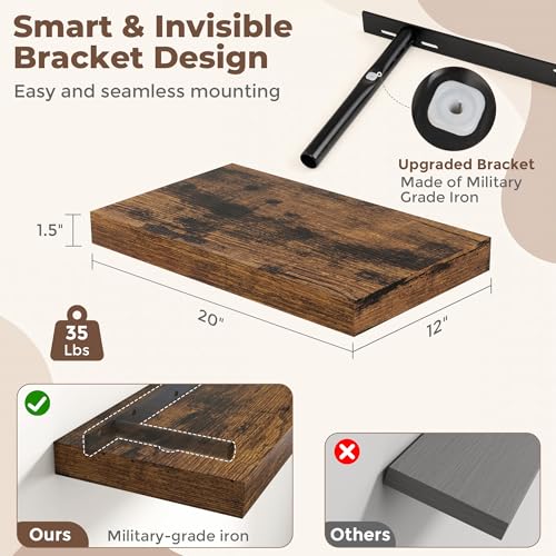 12 Inch Deep Floating Shelves for Wall (2 Count)