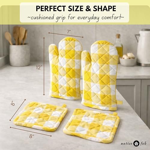 Buffalo Plaid Check Oven Mitts and Pot Holders Set of 4 (4 Count)