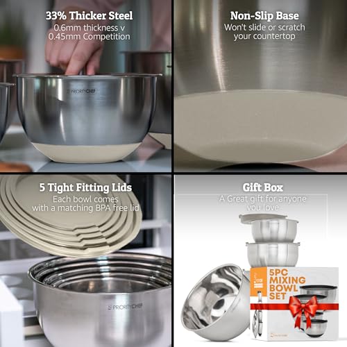 Premium Mixing Bowls With Lids Set (5 Count)