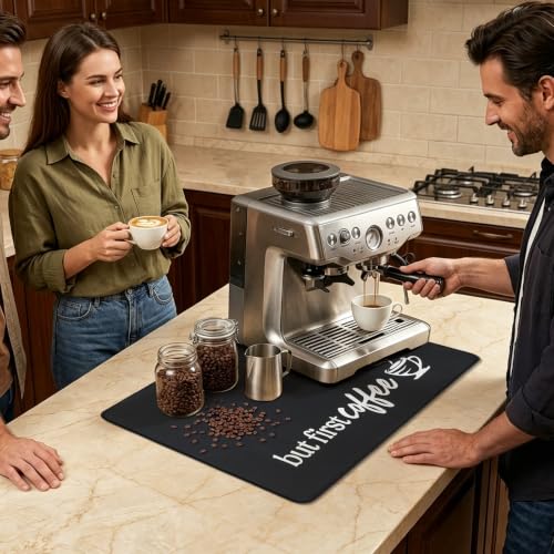 Coffee Mat 2 Pack 16x24 Inch Black (2 Count)
