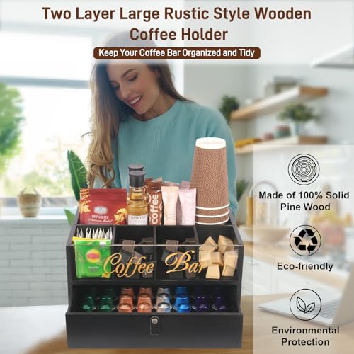 2 Tier Coffee Bar Organizer with Clear Acrylic Top