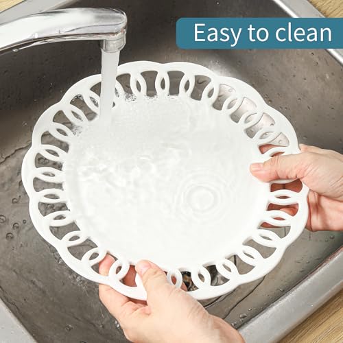 4 Pack 10" Dinner Serving Plates with Lace Rim (4 Count)