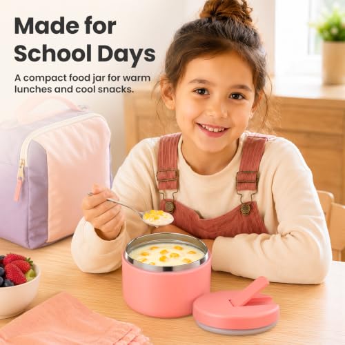 12oz Insulated Vacuum Food Jar with Buckle Lid Wide Mouth Soup Thermo for Hot Food Kids Leakproof Stainless Steel Lunch Container
