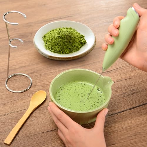 Electric Matcha Whisk Set 4 PCS Matcha Making Kit Powder Mixer Electric Milk Frother Traditional Tea Scoop Chashaku (4 Count)