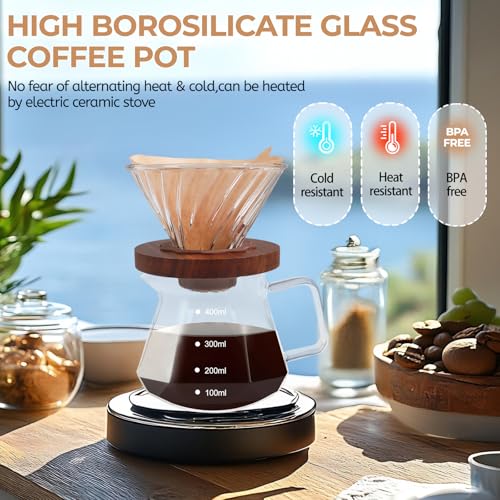 Pour Over Coffee Maker 400ml Borosilicate Glass Drip
