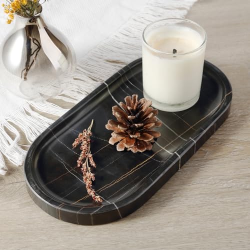 Black Marble Vanity Tray for Bathroom Countertop