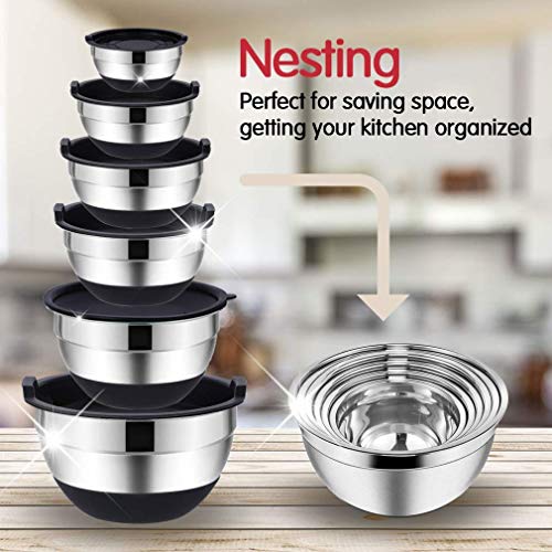 20PCS Stainless Steel Mixing Bowls with Airtight Lids Set