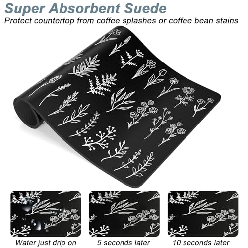 Coffee Mat 12" x 19" Cute Coffee Bar Mats for Espresso Machine Station Accessories and Organizer