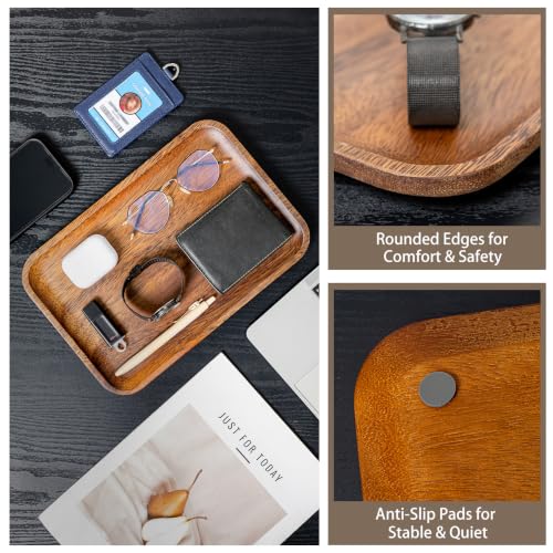 2PCS Serving Wood Valet Tray for Men Women