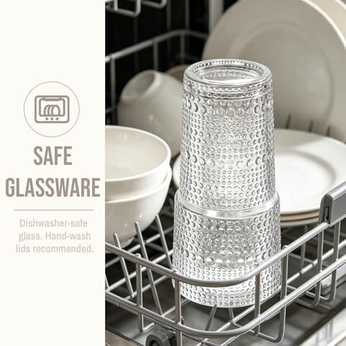 20oz Hobnail Glass Tumbler with Bamboo Lids and Straws