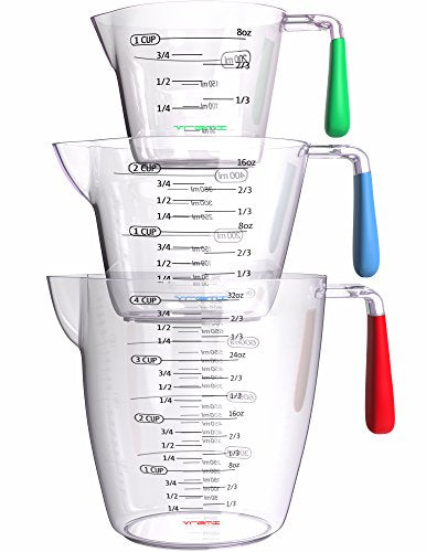 3 Piece Plastic Measuring Cups Set BPA Free Stackable Measuring Cups