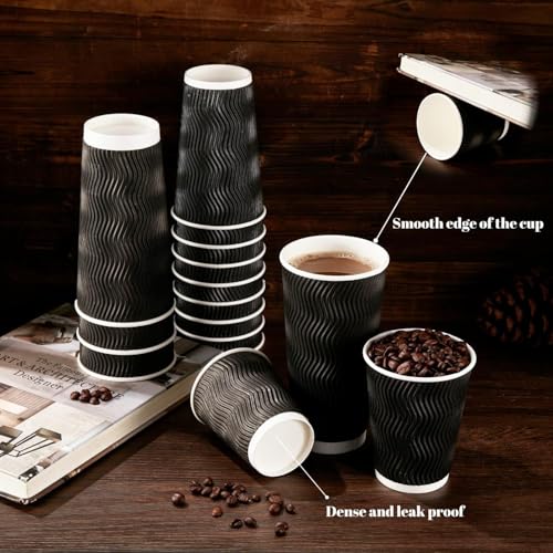 10 oz Coffee Cups 120 Pack Disposable Insulated Corrugated Paper Cup (120 Count)