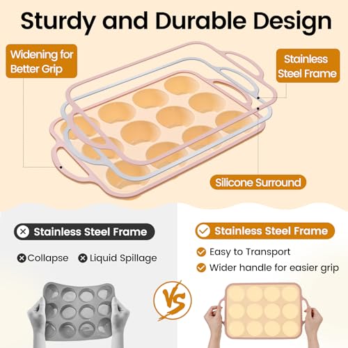 Silicone Muffin Pans for Baking 2 Pack