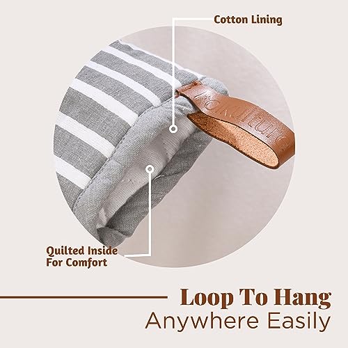 Oven Mitts Striped Gray (2 Count)