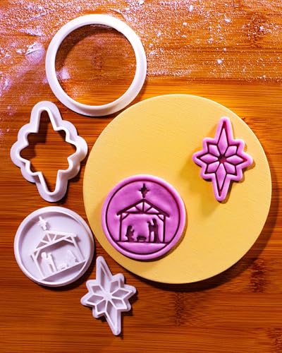 Holy Night Mini Nativity Scene & Star of Bethlehem Cookie Cutter and Stamp Set