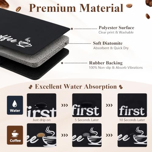 Coffee Mat 2 Pack 16x24 Inch Black (2 Count)