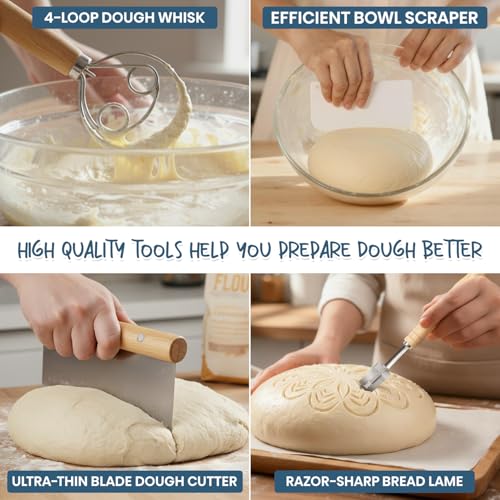 Sourdough Starter Kit with Banneton Bread Proofing Baskets and Jar