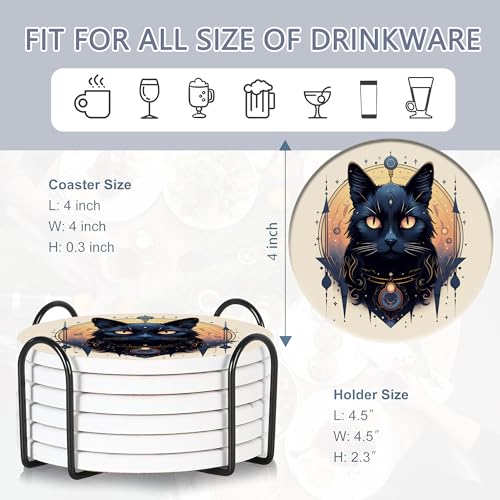 Drink Coasters Set of 6 with Holder