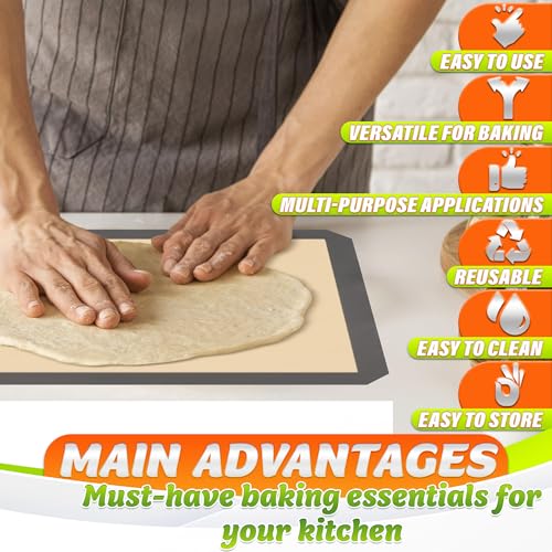 3 Pcs Silicone Baking Mat with Reinforced Edges (3 Count)